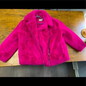 ASOS Faux Fur Oversized Biker Jacket - Size 14